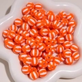 DIY jewelry 12mm acrylic round beads with vibrant orange and white striped watermelon pattern - 12mm Aperture 2.8mm 10 Pieces Pack / Orange