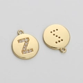 14K gold plated letter Z charm pendant with cubic zirconia for DIY jewelry making - Letter Z