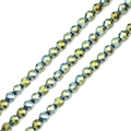 Faceted electroplated hematite beads with colorful metallic luster for jewelry DIY making - Light Green
