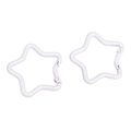 Pair of white star-shaped alloy metal keychains with spring gate clips for DIY accessories - Approx 42mm, Thickness 3.5mm (1 Piece/Pack) / White