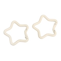 Star-shaped alloy metal keychain ring in cream white finish with spring gate - Approx 42mm, Thickness 3.5mm (1 Piece/Pack) / Beige