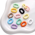 Kleurrijke matte acryl open schakels voor DIY handgemaakte kettingen en armbanden - Massieve U-vorm Gesp / 5 Stuks / Wit