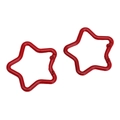 Pair of red star-shaped alloy keychains with glossy finish and spring clip for DIY crafts - Red
