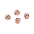 Rose gold copper beads set with zircon pavé, DIY jewelry making accessory for bracelets - Diameter approx. 6mm, Hole approx. 1mm, 10 Pieces/Pack / Rose Gold (White Rhinestone)