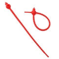 Flexible bright red silicone cable ties with double-hole gourd design for organization - Red