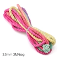 3.5mm gradient 3-strand twisted cotton cord in bright multi-color for DIY crafts - 3.5mm x 3m / Rainbow