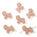 Pink translucent puppy beads with gold hand-painted marble patterns for DIY jewelry - Puppy Bead (18x17mm)