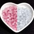 Pink and white cat eye stone round beads in a heart-shaped bowl for DIY jewelry making - White and Pink (Hole approx. 1mm) / 6mm (30 Pcs/Pack)