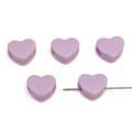 Perla a cuore in acrilico lavanda con foro largo per creazione gioielli fai da te - 10 Pezzi/Confezione (Circa 14x12mm) / Viola Unita