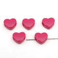 Cinque perline a cuore in acrilico rosso rosa per gioielli fai da te finitura lucida - 14x12mm (10 Pezzi/Confezione) / Rosa Fucsia (Tinta Unita)