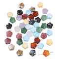 Mix van kleurrijke bloemvormige acryl kralen met marmeren textuur en geboorde gaten - Ca. 15x14mm Gat ca. 3.5mm / Verpakking van 30 / Jade-Look Gemengd