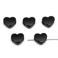 Glänzende schwarze Acryl Herzperlen für DIY Schmuckherstellung mit Seitenbohrung Detail - Einfarbig Schwarz