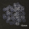 Transparent 15mm round plastic buttons with two holes for DIY sewing and shirt crafts - Diameter 15mm x Thickness 2mm (50 Pieces/Pack)