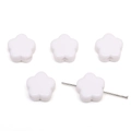Witte acryl bloemkralen met groot gat, getoond met metalen naald voor DIY-sieraden - Ca. 15x14mm Gat ca. 3.5mm / Set van 10 Stuks / Effen Wit