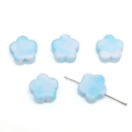 Lichtblauwe en witte marmeren acryl bloemkralen voor DIY sieraden en armbanden - Ca. 15x14mm Gat ca. 3.5mm / Set van 10 Stuks / Jade Blauw-Wit