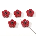 Dunkelrote Acryl-Blumenperlen mit schwarzen Punkten für DIY-Schmuckherstellung - Standard Tasche / 12mm (2 Stück/Packung) / Dunkelrotes Blumenmuster