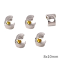DIY zilveren legering schuifkralen met gouden hart voor gepersonaliseerde armbanden - Letter C Stijl (BJI1200)