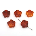 Vijf amberkleurige schildpad acryl bloemkralen voor DIY sieraden maken - Ca. 15x14mm Gat ca. 3.5mm / Set van 10 Stuks / Jade Amber