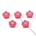 Five pink acrylic flower beads with pre-drilled holes for DIY jewelry making and crafts - Deep Pink Flower
