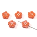Orange flower acrylic beads with four-dot button design and horizontal holes for DIY jewelry - Orange Flower Style