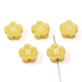 Yellow macaron acrylic flower beads with four-dot button detail for DIY crafts - Yellow Flower Style
