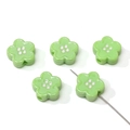 Light green acrylic flower beads with five petals for DIY jewelry making five pieces - Green Flower