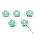 Mint green flower acrylic beads with button holes for DIY jewelry making and crafting - Teal Flower