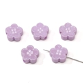 Light purple acrylic flower beads for DIY jewelry making shown with threading needle - Purple Flower Style