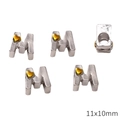 Zilveren letter M kraal met gouden hart voor DIY armbanden, maat 11x10mm - Letter M Stijl (BJI1200)