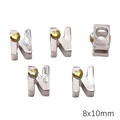Zilveren letter N kraal met goud hartje voor DIY armbanden, maat 8x10mm - Letter N Stijl (BJI1200)