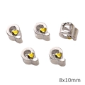 Zilveren letter Q kralen met gele hartjes voor DIY armbanden, 8x10mm set van vijf - Letter Q Stijl (BJI1200)