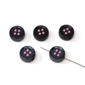 Black button acrylic beads with pink dots for DIY jewelry making and craft projects - Black Round