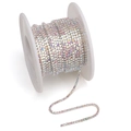 Regenbogenfarbene Strass-Krallenkette auf Rolle für DIY-Schmuck und Bekleidungszubehör - 1.5mm / Silber Basis Weiß AB