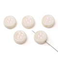 Creamy white macaron acrylic round button beads with four pink dots for DIY jewelry - Off-white Round
