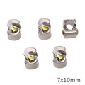 Zilveren letter S kraal met geel hart 7x10mm voor het maken van DIY sieraden - Letter S Stijl (BJI1200)
