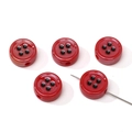 Set of five red acrylic button-shaped beads for DIY jewelry making and phone chains - Red Round
