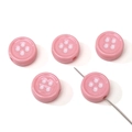Macaron pink acrylic round button beads with four white dots for DIY jewelry making - Pink Round Style