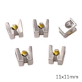 Zilveren letter W bedeltjes met geel hart, 11x11mm kralen voor DIY sieraden maken - Letter W Stijl (BJI1200)