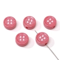 Pink flower button acrylic beads for DIY jewelry making with four white dot details - Deep Pink Round