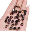 Irregular faceted black aurora glass beads for DIY jewelry and phone chain bracelets - 7x8mm / Gunmetal Rose Red 10 Pcs/Pack