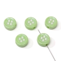 Flat round green acrylic button beads with white dots for DIY jewelry making - Green Round Style