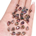 Faceted oval glass beads 7x8mm with iridescent aurora finish for DIY jewelry crafting - 7x8mm / Rose Red Green 10 Pcs/Pack