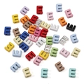 DIY alphabet E beads in assorted high-saturation colors and silver plated finish - Random Mixed Colors (5 Pcs/Pack) / Letter E