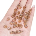 Amber faceted glass oval beads 7x8mm for DIY jewelry making and bracelet crafting - 7x8mm / Golden Champagne 10 Pcs/Pack