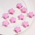 Pink acrylic star beads with glossy finish for DIY handmade jewelry and keychains - Pentagram / 22x14mm (1 Piece) / Deep Pink