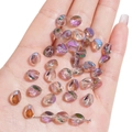 Faceted oval 7x8mm iridescent glass beads with purple green polarized coating for DIY jewelry - 7x8mm / Transparent Purple 10 Pcs/Pack