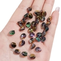 7x8mm faceted oval glass beads with iridescent AB plating for DIY jewelry making - 7x8mm / Gold Rose Red Green 10 Pcs/Pack