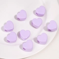 Pastel lavender heart-shaped acrylic beads with threading holes for DIY jewelry - Flat Heart / 21x14mm (1 Piece/Pack) / Light Purple