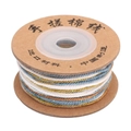 DIY braided cotton cord roll with blue, white, and gold metallic threads for jewelry making - 1.2mm (25m/Roll) / 3# Blue White Gradient