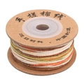 Multi-color braided cotton thread with gold glitter on a brown cardboard spool - 1.2mm (25m/Roll) / 9# Orange Brown Gradient